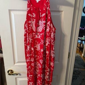 Red Floral Sleeveless Dress